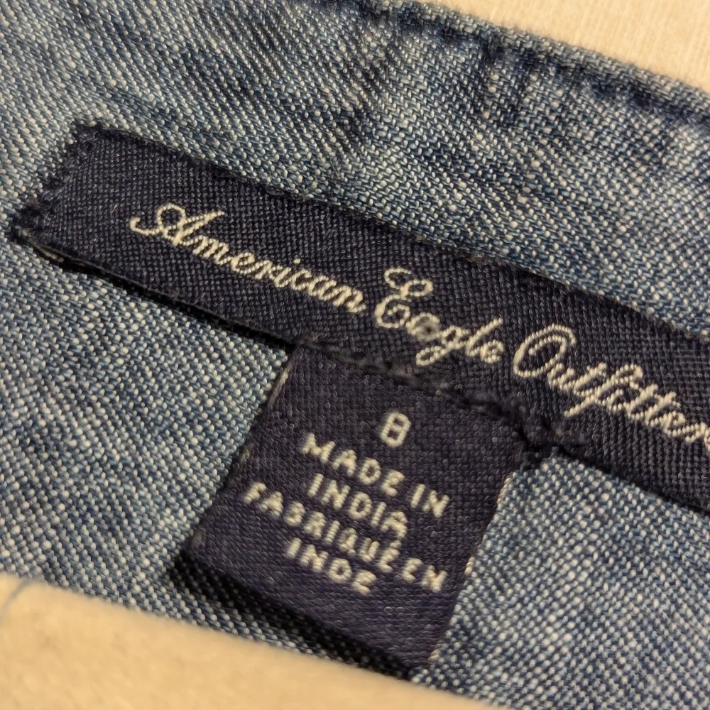 💙 American Eagle 8 Mini skirt denim Ribbon embroidered design cotton cowgirl